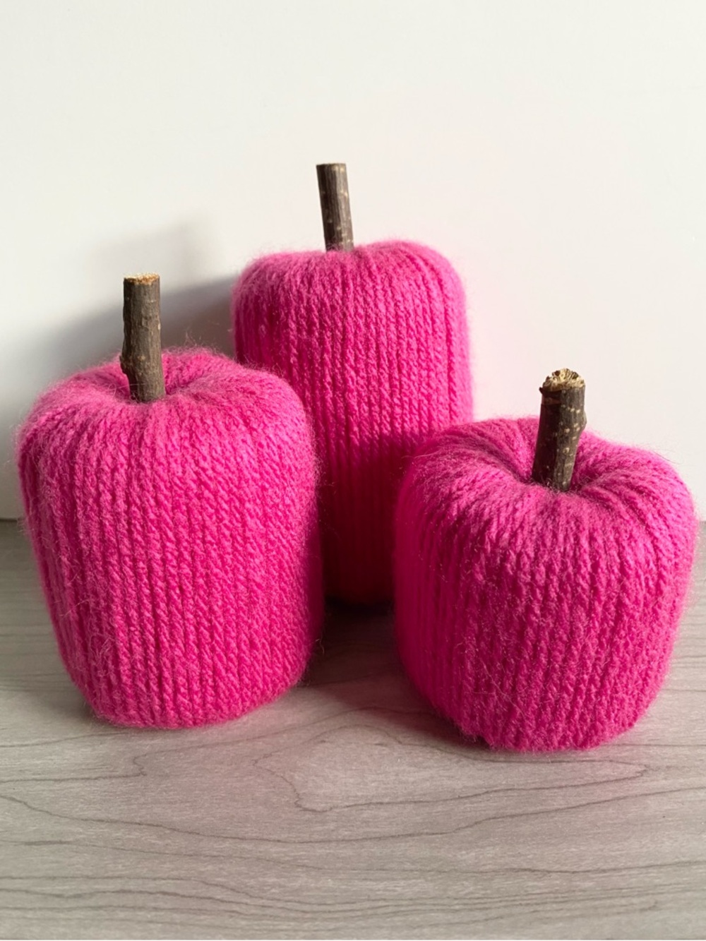 Pink Handmade Pumpkin Decor Set of 3 Pumpkins